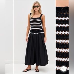 Madewell Poplin Crocheted Knit Midi Dress